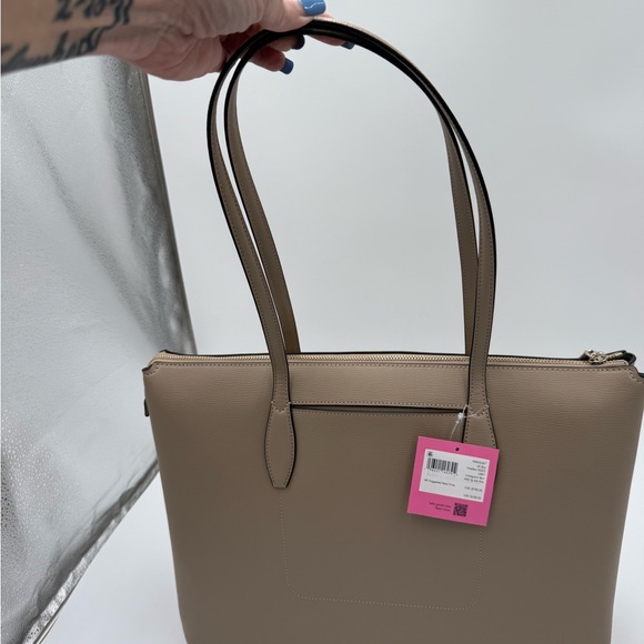 kate spade All Day timeless large Taupe Leather Zip-Top Tote NWT - Picture 3 of 8